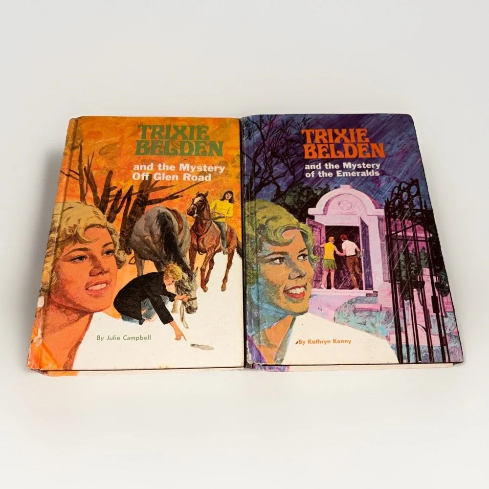 Vtg Trixie Belden Lot Of‎ 2 Books - Mystery Of The Emeralds, Off Glen Road 1970s